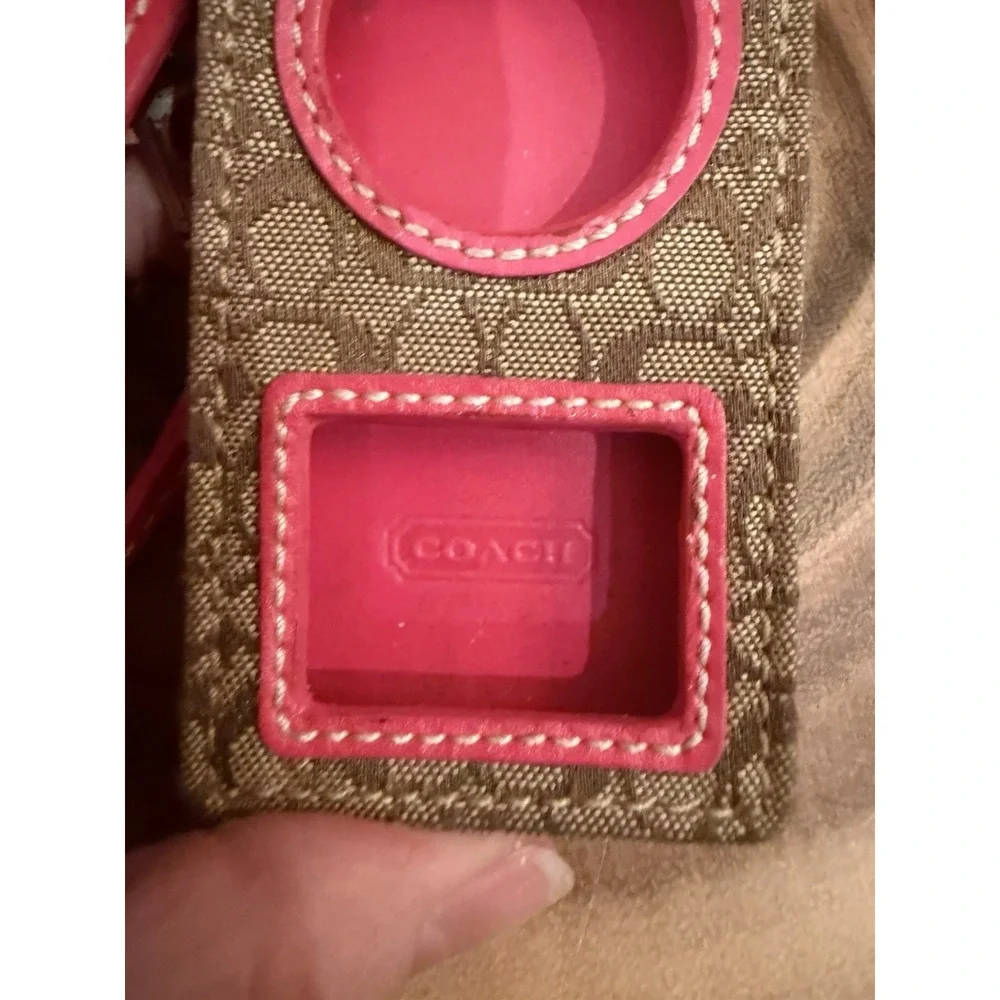 VTG Coach Y2K Pink Leather iPod Mini Logo Wristlet Very Rare